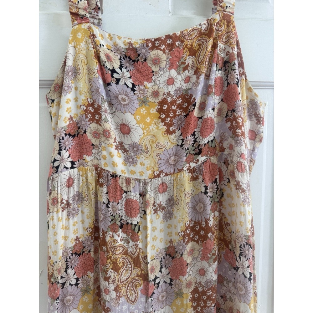 SO Goods For Life Floral Paisley Tiered Maxi Dress Size L Boho Cottagecore - Picture 4 of 11